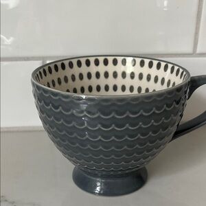 Source Unknown Gray Ceramic Footed Mug with Polka Dot Interior